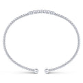 Gabriel & Co. BG4116-62W45JJ 14K White Gold Bujukan Bead Cuff Bracelet with Cluster Diamond Stations