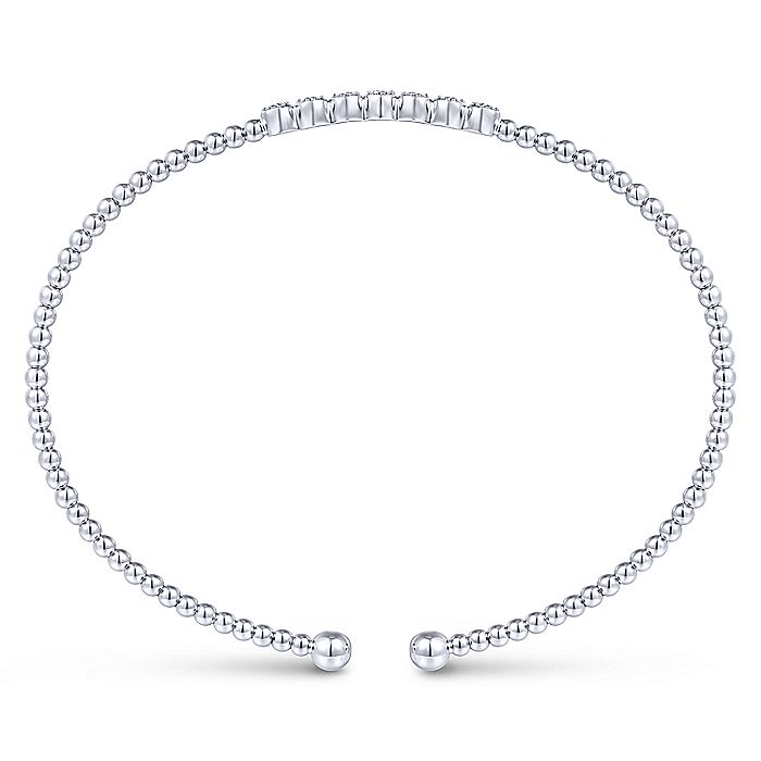 Gabriel & Co. BG4116-62W45JJ 14K White Gold Bujukan Bead Cuff Bracelet with Cluster Diamond Stations