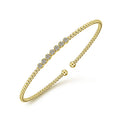 Gabriel & Co. BG4116-62Y45JJ 14K Yellow Gold Bujukan Bead Cuff Bracelet with Cluster Diamond Stations