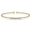 Gabriel & Co. BG4116-65Y45JJ 14K Yellow Gold Bujukan Bead Cuff Bracelet with Cluster Diamond Stations