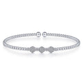 Gabriel & Co. BG4117-62W45JJ 14K White Gold Bujukan Bead Cuff Bracelet with Cluster Diamond Hexagon Stations