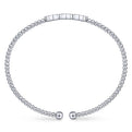 Gabriel & Co. BG4117-62W45JJ 14K White Gold Bujukan Bead Cuff Bracelet with Cluster Diamond Hexagon Stations