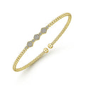 Gabriel & Co. BG4117-62Y45JJ 14K Yellow Gold Bujukan Bead Cuff Bracelet with Cluster Diamond Hexagon Stations