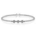 Gabriel & Co. BG4117-65W45JJ 14K White Gold Bujukan Bead Cuff Bracelet with Cluster Diamond Hexagon Stations