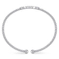 Gabriel & Co. BG4117-65W45JJ 14K White Gold Bujukan Bead Cuff Bracelet with Cluster Diamond Hexagon Stations