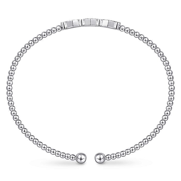 Gabriel & Co. BG4117-65W45JJ 14K White Gold Bujukan Bead Cuff Bracelet with Cluster Diamond Hexagon Stations