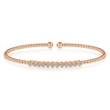 Gabriel & Co. BG4118-62K45JJ 14K Rose Gold Bujukan Bead Cuff Bracelet with Bezel Set Diamond Stations