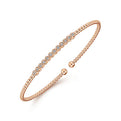 Gabriel & Co. BG4118-62K45JJ 14K Rose Gold Bujukan Bead Cuff Bracelet with Bezel Set Diamond Stations