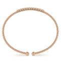 Gabriel & Co. BG4118-62K45JJ 14K Rose Gold Bujukan Bead Cuff Bracelet with Bezel Set Diamond Stations