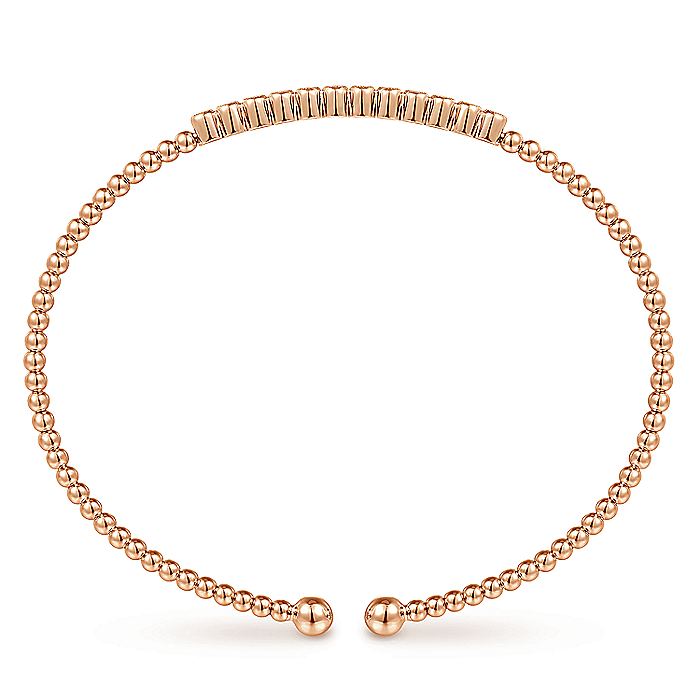 Gabriel & Co. BG4118-62K45JJ 14K Rose Gold Bujukan Bead Cuff Bracelet with Bezel Set Diamond Stations