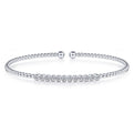 Gabriel & Co. BG4118-62W45JJ 14K White Gold Bujukan Bead Cuff Bracelet with Bezel Set Diamond Stations