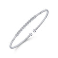 Gabriel & Co. BG4118-62W45JJ 14K White Gold Bujukan Bead Cuff Bracelet with Bezel Set Diamond Stations