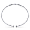 Gabriel & Co. BG4118-62W45JJ 14K White Gold Bujukan Bead Cuff Bracelet with Bezel Set Diamond Stations