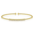 Gabriel & Co. BG4118-62Y45JJ 14K Yellow Gold Bujukan Bead Cuff Bracelet with Bezel Set Diamond Stations