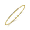 Gabriel & Co. BG4118-62Y45JJ 14K Yellow Gold Bujukan Bead Cuff Bracelet with Bezel Set Diamond Stations