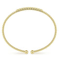 Gabriel & Co. BG4118-62Y45JJ 14K Yellow Gold Bujukan Bead Cuff Bracelet with Bezel Set Diamond Stations