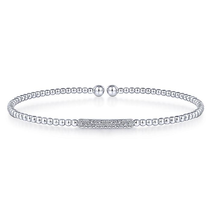 Gabriel & Co. BG4119-62W45JJ 14K White Gold Bujukan Bead Cuff Bracelet with Diamonds