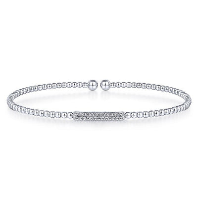 Gabriel & Co. BG4119-62W45JJ 14K White Gold Bujukan Bead Cuff Bracelet with Diamonds