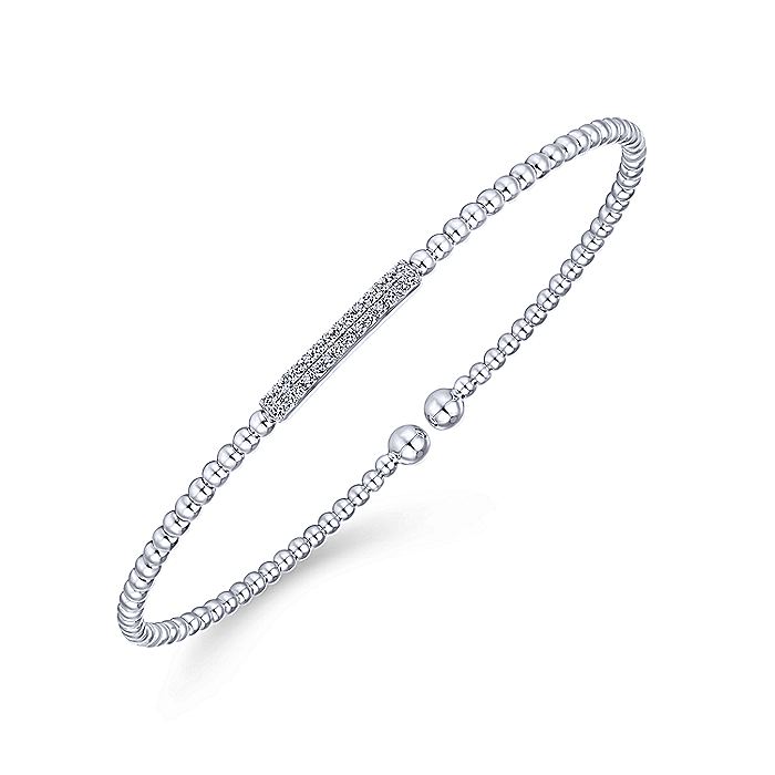 Gabriel & Co. BG4119-62W45JJ 14K White Gold Bujukan Bead Cuff Bracelet with Diamonds