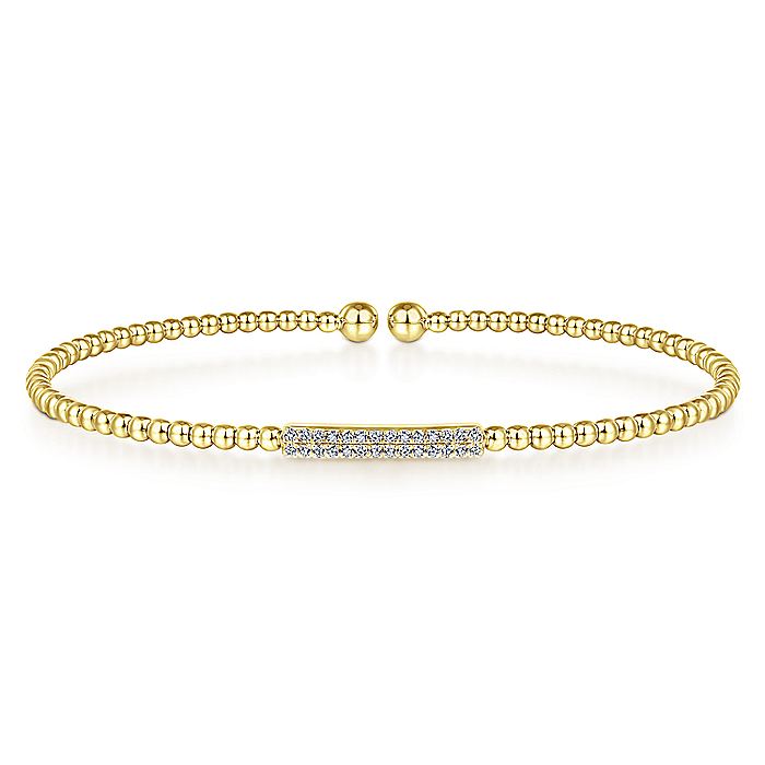 Gabriel & Co. BG4119-62Y45JJ 14K Yellow Gold Bujukan Bead Cuff Bracelet with Diamonds