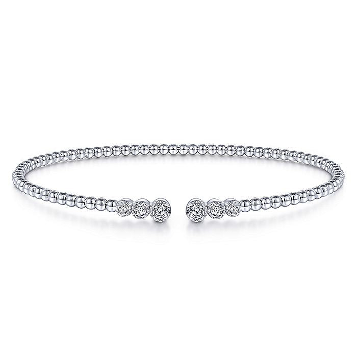 Gabriel & Co. BG4120-62W45JJ 14K White Gold Bujukan Split Cuff Bracelet with Bezel Set Diamonds in size 6.25