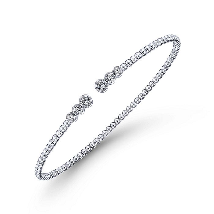 Gabriel & Co. BG4120-62W45JJ 14K White Gold Bujukan Split Cuff Bracelet with Bezel Set Diamonds in size 6.25