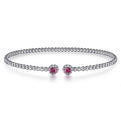 Gabriel & Co. BG4122-62W45RA 14K White Gold Bujukan Bead Split Cuff Bracelet with Ruby and Diamond Bangle