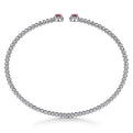 Gabriel & Co. BG4122-62W45RA 14K White Gold Bujukan Bead Split Cuff Bracelet with Ruby and Diamond Bangle