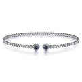 Gabriel & Co. BG4122-62W45SA 14K White Gold Bujukan Bead Split Cuff Bracelet with Sapphire and Diamond