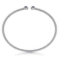 Gabriel & Co. BG4122-62W45SA 14K White Gold Bujukan Bead Split Cuff Bracelet with Sapphire and Diamond