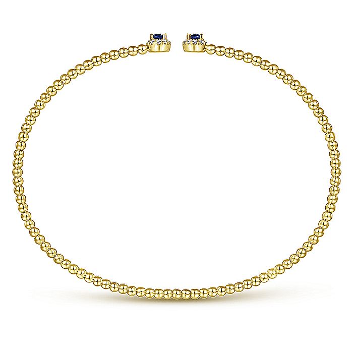 Gabriel & Co. BG4122-62Y45SA 14K Yellow Gold Bujukan Bead Split Cuff Bracelet with Sapphire and Diamond