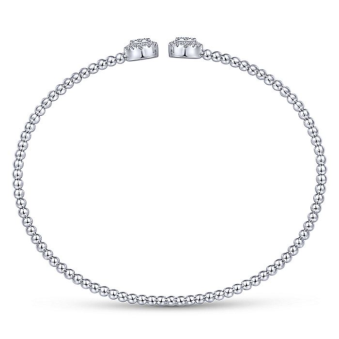 Gabriel & Co. BG4123-62W45JJ 14K White Gold Bujukan Split Cuff Bracelet with Round Pave Diamond Discs in size 6.25