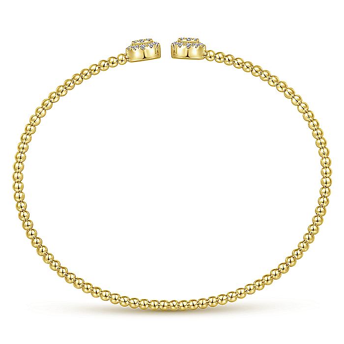 Gabriel & Co. BG4123-62Y45JJ 14K Yellow Gold Bujukan Bead Split Cuff Bracelet with Round Pavé Diamond Discs