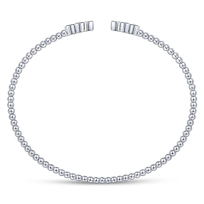 Gabriel & Co. BG4124-62W45JJ 14K White Gold Bujukan Split Cuff Bracelet with Quatrefoil Diamond Endcaps in size 6.25