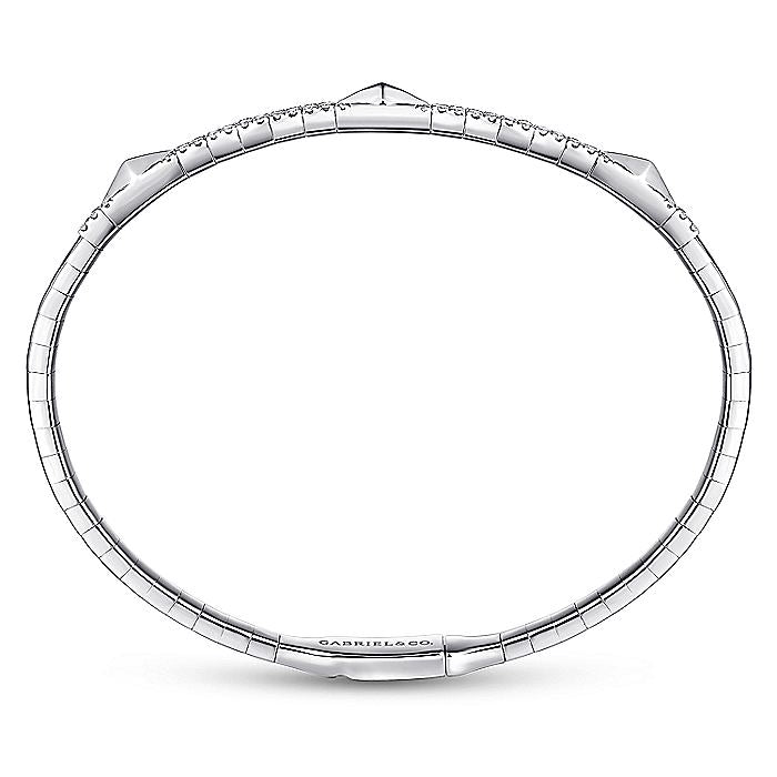 Gabriel & Co. BG4187-65W45JJ 14K White Gold Diamond Bangle with Pyramid Rhombus Stations