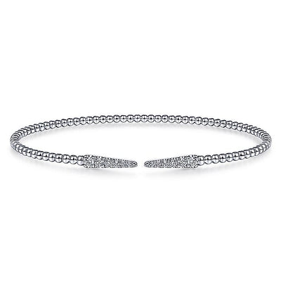 Gabriel & Co. BG4216-62W45JJ 14K White Gold Bujukan Split Cuff Bracelet with Diamond Pave Spikes in size 6.25