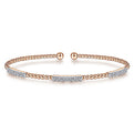 Gabriel & Co. BG4217-62K45JJ 14K Rose Gold Bujukan Bead Cuff Bracelet with Diamond Pavé Stations