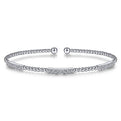 Gabriel & Co. BG4217-62W45JJ 14K White Gold Bujukan Cuff Bracelet with Diamond Pave Stations in size 6.25