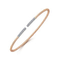 Gabriel & Co. BG4218-62K45JJ 14K Rose Gold Bujukan Bead Cuff Bracelet with Diamond Pavé Bars