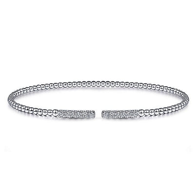 Gabriel & Co. BG4218-62W45JJ 14K White Gold Bujukan Bead Cuff Bracelet with Diamond Pavé Bars