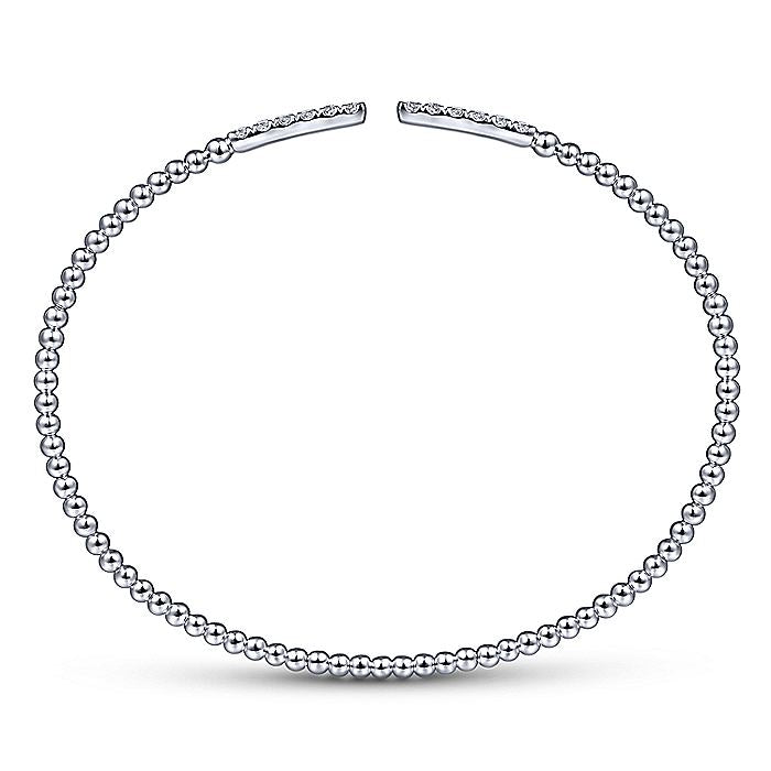 Gabriel & Co. BG4218-62W45JJ 14K White Gold Bujukan Bead Cuff Bracelet with Diamond Pavé Bars