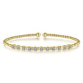 Gabriel & Co. BG4228-62Y45JJ 14K Yellow Gold Bujukan Cuff Bracelet with Diamond Stations in size 6.25