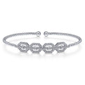 Gabriel & Co. BG4229-62W45JJ 14K White Gold Bujukan Bead Cuff Bracelet with Diamond Pavé Links