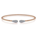 Gabriel & Co. BG4230-62K45JJ 14K Rose Gold Bujukan Bead Cuff Bracelet with Diamond Pavé Teardrops