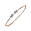 Gabriel & Co. BG4230-62K45JJ 14K Rose Gold Bujukan Bead Cuff Bracelet with Diamond Pavé Teardrops