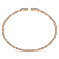 Gabriel & Co. BG4230-62K45JJ 14K Rose Gold Bujukan Bead Cuff Bracelet with Diamond Pavé Teardrops