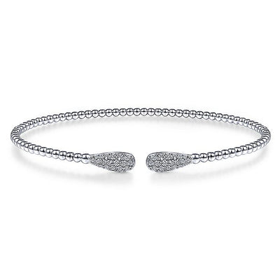 Gabriel & Co. BG4230-62W45JJ 14K White Gold Bujukan Cuff Bracelet with Diamond Pave Teardrops in size 6.25