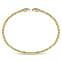 Gabriel & Co. BG4230-62Y45JJ 14K Yellow Gold Bujukan Bead Cuff Bracelet with Diamond Pavé Teardrops