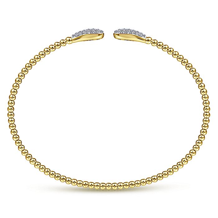 Gabriel & Co. BG4230-62Y45JJ 14K Yellow Gold Bujukan Bead Cuff Bracelet with Diamond Pavé Teardrops