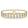 Gabriel & Co. BG4232-62Y45JJ 14K Yellow Gold Bujukan Cuff Bracelet with Pave Diamond Connectors in size 6.25